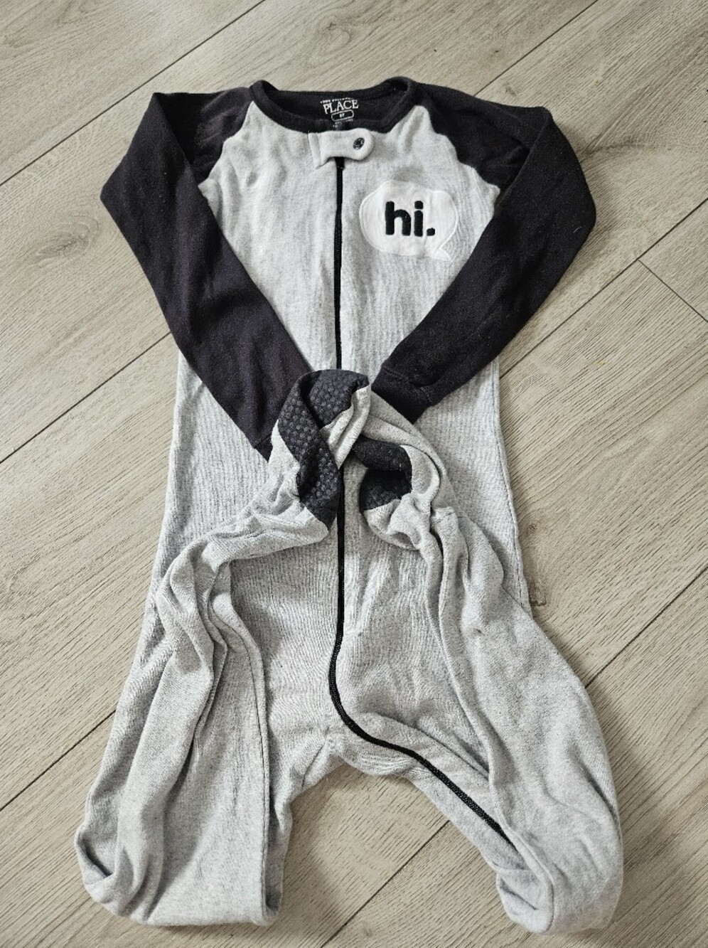The Children's Place Boys Grey Black Hi Footed One Piece Pajamas Sleeper 5T